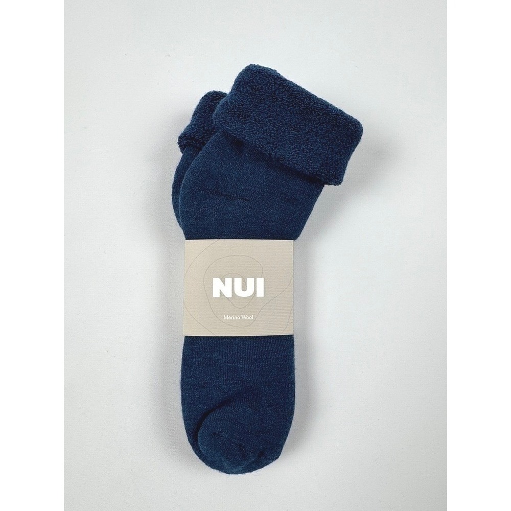 NUI Organics Lounge Socks Deep Blue 7/9y